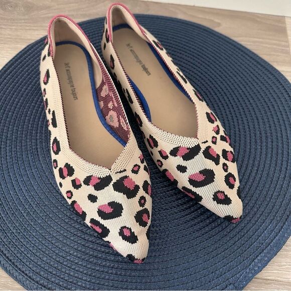 Jet' accompagne Toujours Leopard Animal Print Knit Washable Ballet Flats EU 39 - Picture 1 of 8